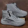 Botas de neve masculinas, botas de algodão de cano alto, forradas com fleece e espessadas para o inverno, sapatos de algodão estilo Nordeste, calçados masculinos casuais e antiderrapantes, fabricante