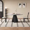Mesa de Comedor Redonda Minimalista de Madera Maciza Estilo Italiano para Apartamentos Pequeños con Plato Giratorio, Mesa Redonda Moderna Simple de Pizarra Estilo Mid-Century para Uso Doméstico