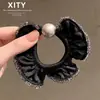 Exquisito Elegante Perla Cristal Grande Goma para el Cabello Gama Alta Parte Trasera de la Cabeza Mucho Cabello Coleta Moño Cuerda para el Cabello