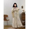 Tamanho Grande Gorda mm Terno Feminino Primavera Novo Chinoiserie Cintura Emagrecimento Look Vestido Floral de Suspender Estilo Preguiçoso Cardigã Recortado