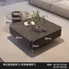 Mesa de centro quadrada de pedra sinterizada estilo italiano, de alta qualidade e luxo leve, para espaços pequenos, uso doméstico em sala de estar moderna e minimalista, conjunto de mesas de centro pretas