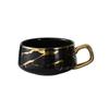 Taza de café de cerámica con diseño de mármol nórdico, creativa, para oficina, hogar, taza de cerámica dorada con tapa