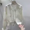 Verano Nuevo Estilo Chino Estilo Nacional Chaqueta Protectora del Sol Bordada con Cuentas Abrigo Diseño de Cuello Redondo Traje de Béisbol Top