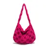 Bolso de Mujer de Gran Capacidad a Cuadros Contrastantes Moderno Elegante 2025 Holgado Casual de Axila Diagonal al Hombro Felpa Bolso Tote Grande