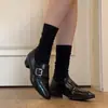 Versión de Piel de Oveja de Mocasines para Mujer Modelo Nuevo 2026 para el Viaje Diario, Zapatos de Piel Marrones de Punta Redonda con Hebilla Metálica y Tacones Gruesos