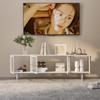 Mueble de TV de Hierro de Lujo para Entrada Nórdica Estilo Japonés Pequeño Apartamento Sala de Estar Mueble Bajo Multifuncional Gabinete de Almacenamiento de Vidrio Templado