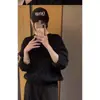 Suéter de tricô macio e confortável estilo coreano, com gola redonda e trança, para mulheres, peça de outer wear soltinha para outono/inverno 2026, top de tricô moderno