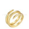 Anillo de dedo puntiagudo de múltiples círculos de estilo europeo y americano de acero de titanio chapado en oro de 18 quilates de alta calidad, anillo simple R214087