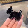 Pinza lateral para flequillo de cachorro con incrustaciones de diamantes ácido acético pinza de pico de pato con pedrería avanzada pinza para flequillo de niña linda estampado de leopardo horquilla rota horquilla