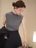 Gang Mi Apparel / Colete de Tricô Sem Manga com Gola Meia-Alta Francês Feminino Verão 2026 Novo Estilo Camisa Base Camada Interna de Temperamento