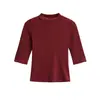 Ropa de Mujer al por Mayor Transfronteriza Estilo Europeo y Americano 2026 Primavera Nueva Moda Top de Punto con Cuello Alto Pequeño Camiseta Simple de Manga Media