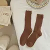 Calcetines de Punto Grueso para Mujer de Otoño e Invierno, Tendencia Japonesa JK Retro, Hilo Grueso Melange Color Sólido Largos hasta la Pantorrilla