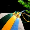12cm cerrado hilo dorado Seda de Hielo Borla DIY hecho a mano hanfu cheongsam solapa de presión borla colgante adornos para oreja