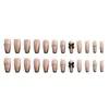 Parche de uña postiza de cadena francesa negra de longitud media con lazo tridimensional producto terminado manicura usable elegante ligeramente madura