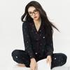 Nuevo Traje de Pijama de Manga Larga para Mujer de Seda de Hielo con Bronceado para Primavera y Verano, Conjunto Delgado de Alta Calidad Estilo Coreano con Bordado de una Palabra, Ropa para el Hogar