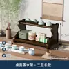 Prateleira de exposição, suporte de conjunto de chá para mesa, suporte de chá, armário de múltiplos tesouros, madeira maciça, estilo chinês, simples, suporte de exposição para bule de argila roxa, armazenamento