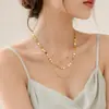 Joyería transfronteriza europea y americana moda geométrica cadena de cuentas de cobre collar apilado para mujer simple geométrica cadena de lentejuelas collar de círculo