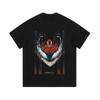 Camiseta de manga curta com estampa de anime, lavagem pesada, estilo vintage, para homens e mulheres. Versátil, estilo street hip hop, para casais, camiseta de meia manga.