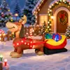 Adereços de Decoração para Gramado e Jardim Externo, Dachshund Inflável Puxando um Trenó, Enfeites Luminosos de Presente, Decorações Infláveis de Natal