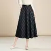 Falda de cuadros elegante línea A para mujer, nuevo estilo otoño e invierno 2026, de cintura alta, que cubre la cadera, de longitud media, elegante, adecuada para ir al trabajo, con un dobladillo amplio