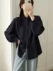 Coleção Outono 2026: Cardigan feminino de gola alta de renda com camada dupla de gaze lisa estilo japonês, blusa de manga longa