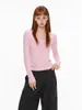 Archivm Otoño Retro Hombro Recto Cuello Henley Doble Capa Dobladillo Enrollado Manga Larga Tejido Capa Base Superior Ajuste Delgado Camiseta