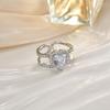 Anillo de Flor de Cristal de Diamante Flash Popular Japonés y Coreano con Zircón Microincrustado Dulce Versátil Flor de Amor Anillo Abierto Pulsera