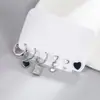 Conjunto de Seis Brincos em Formato de Coração Estilo Minimalista Doce e Cool, Nova Moda Tendência 2022, Presilhas de Orelha para Mulheres