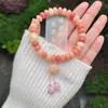 Pulsera de Raíz de Bodhi Color Rosa Rojo Blanco Jade para Mujer, Atrae Amor, Pulsera de Cuentas de Oración de Semillas de Bodhi de Doble Círculo Estilo Chino Nuevo para Llevar en la Mano