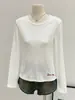 Camiseta Bordada Jacquard Texturizado de Manga Longa 2026, Camada Base de Gola Redonda para Primavera, Top Slim Fit