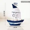 Decoração de Ornamentos de Modelo de Vela para Corredor Estilo Mediterrâneo Barco Artesanal de Vela Suave Barco de Ferro Pequenos Ornamentos de Barco de Madeira