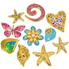 Colgante de Corazón con Goteo de Aceite de Acero Inoxidable Mariposa Flor Caracola Estrella de Mar Colgante Estilo Exagerado DIY Accesorios para Collar Pendientes