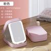 Caja de maquillaje portátil con espejo LED, de alta capacidad, resistente al polvo, para guardar pintalabios, brochas de maquillaje, bolígrafos y joyas.