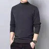 Camiseta térmica de forro polar para hombre, cuello medio alto, manga larga, para otoño e invierno, corte ajustado, color liso, capa interior, ropa de moda, ropa interior cálida, camiseta base para hombre