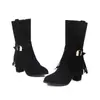 Tallas 34-43 Botas de Borlas para Mujer Otoño e Invierno Zapatos para Mujer de Talla Grande Transfronterizos Suela de Goma Antideslizante Suela Suave Cremallera Lateral Zapatos de Media Caña