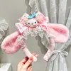 Faixa de Cabelo Cinnamoroll Sanrio para Mulheres, Fofa de Pelúcia My Melody Estilo Lolita, Faixa de Cabelo Feminina para Lavar o Rosto