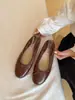 Primeiro Encontro Jifa Sapato Mary Jane Feminino com Laço Francês, Bico Raso, Solado Baixo, Outono/Inverno 2026, Couro Macio, Sapato Estilo Vovó