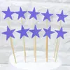 Qing Cang Redes Sociales Tarjeta de Enchufe para Pastel de Cumpleaños Enchufe PU Reflectante Mate Amor Estrella de Cinco Puntas Enchufe para Mesa de Postres