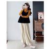 Ropa de Maternidad Otoño e Invierno Nueva Camiseta con Chaleco + Pantalones de Pana con Botón de Nariz de Cerdo y Cordón Pierna Ancha Conjunto de Tres Piezas