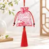 Bolsita Bordada con Patrón de Dragón de Brocado Estilo Chino, Exquisita Bolsa Vacía con Cordón, Colgante Auspicioso Portátil para Hanfu, Venta al por Mayor Personalizada