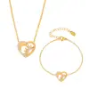 Colar de Amor Popular, Luxo Leve e Simples Pulseira de Aço Inoxidável Sol e Lua com Diamante, Conjunto de Joias Fresco e Versátil