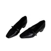Sapatos Mary Jane Pretos de Estilo Simples com Aumento Oculto de Altura para Mulheres, Novos Saltos Quadrados com Fivela de Estilo Comuter, Sapatos Baixos Retrô