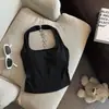 Camisola de alça com corrente de estrelas para mulheres com bojos, estilo hot girl de desejo puro, adequada para usar por dentro ou por fora, sem costas, costas bonitas, top sem mangas para mulheres