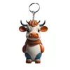 Chaveiro Redondo de Acrílico 2D Transfronteiriço Pingente de Vaca das Terras Altas Desenho Animado Criativo
