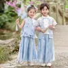 Niños y Niñas Verano Nuevo Estilo Chino Traje Tang Mejorado Pantalones de Pierna Ancha Nuevo Estilo Chino Estilo Antiguo Súper Hada Dinastía Han Ropa de Presentación Día del Niño