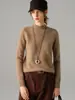 Suéter de cashmere 100% puro de sete agulhas espessado para mulheres, gola semi-alta, mangas compridas, pulôver, camada base de tricô versátil para outono e inverno