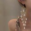 Pendientes largos con borlas y perlas de circón, estilo corte francés, elegantes pendientes retro de alta gama que combinan con todo, venta al por mayor