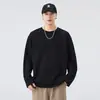 Camiseta retro americana de peso pesado 230g, manga larga para hombre, nueva colección de otoño, top casual simple y de corte holgado en color rojo cita