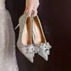 Zapatos de boda estilo francés para mujer, nueva colección 2023, marca He Xiu, versátiles tanto para vestidos de novia como para uso diario, cómodos de llevar, diseño de lazo de cristal, adecuados para primavera y otoño, tacones altos