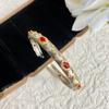 Pulseira estilo palácio vintage escovado estilo Bratti italiano, duas cores, ouro galvanizado, pulseira de esmeralda incrustada com diamantes para mulheres